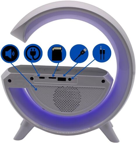 محطة شحن LED لاسلكية JASPERTRONICS™، منبه LED مع مصباح 6 في 1 واتصال بلوتوث in Kuwait