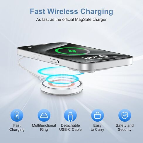 حامل شاحن لاسلكي مغناطيسي بقدرة 15 وات شاحن MagSafe لهاتف iPhone 15 Pro Max/14/13/12، وPixel 8a 8 قاعدة شحن لاسلكية سريعة لهواتف Samsung Galaxy S24/S23 Ultra/Z Fold 5/S22/S21/S10 in Kuwait