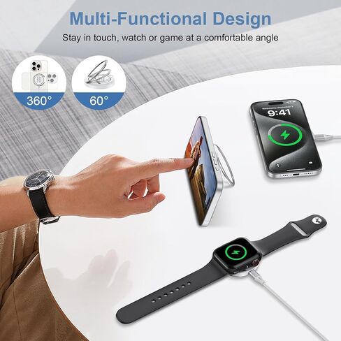 حامل شاحن لاسلكي مغناطيسي بقدرة 15 وات شاحن MagSafe لهاتف iPhone 15 Pro Max/14/13/12، وPixel 8a 8 قاعدة شحن لاسلكية سريعة لهواتف Samsung Galaxy S24/S23 Ultra/Z Fold 5/S22/S21/S10 in Kuwait