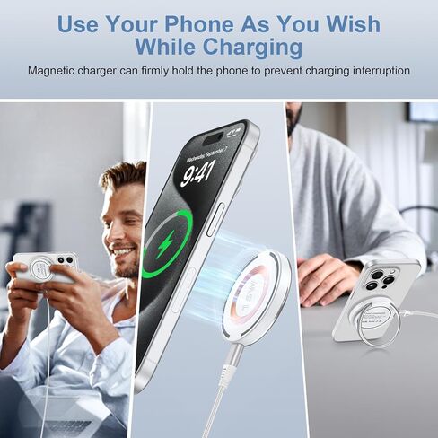 حامل شاحن لاسلكي مغناطيسي بقدرة 15 وات شاحن MagSafe لهاتف iPhone 15 Pro Max/14/13/12، وPixel 8a 8 قاعدة شحن لاسلكية سريعة لهواتف Samsung Galaxy S24/S23 Ultra/Z Fold 5/S22/S21/S10 in Kuwait