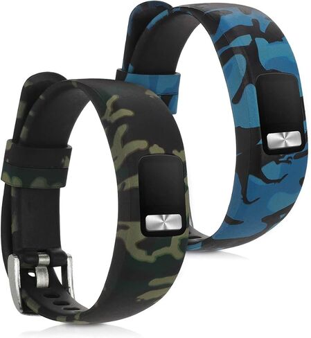 kwmobile TPU Silicone Watch Strap Compatible with Garmin Vivofit 4-2x Band - camouflage Black/Light Green/Dark Green in Saudi Arabia