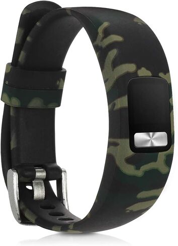 حزام ساعة kwmobile TPU من السيليكون متوافق مع Garmin Vivofit 4-2x Band - أسود مموه / أخضر فاتح / أخضر داكن in Saudi Arabia