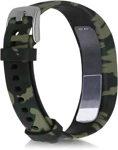 kwmobile TPU Silicone Watch Strap Compatible with Garmin Vivofit 4-2x Band - camouflage Black/Light Green/Dark Green in Saudi Arabia