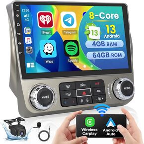 Fuluku【8 Core 4+64GB】 for Chevrolet Camaro 2010-2015 (LHD) Android Radio Dash Kit, 9'' Touch Screen Car Stereo with Wireless Carplay Android Auto, GPS/WiFi/32EQ DSP/Bluetooth/SWC/Mic, Backup Cam