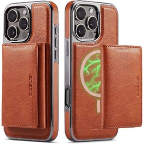 Casus Wallet Case for iPhone 16 Pro Max Compatible with MagSafe for Men Women, Detachable Magnetic Wallet Phone Case with Card Slot Holder for iPhone 16 Pro Max 6.9" (Brown)