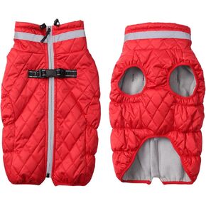 Dog Fleece Coat with D Ring Warm Coats Jackets Dogs Puppy Snowsuit Zipper Closure for Yorkie Terrier Schnauzer Poodle Border Collie Labrador Small Medium Breeds - Red - Small