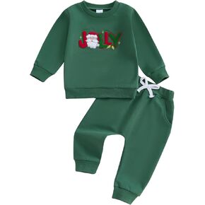 Toddler Baby Boy Girl Christmas Clothes Elk Long Sleeve Sweatshirt Tops Jogger Pants Set 2Pcs Fall Winter Outfit
