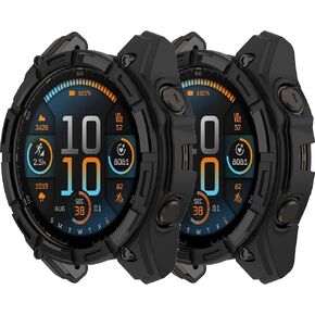 Case Cover Compatible with Garmin Fenix 8 51MM, Rugged Bumper Frame TPU Anti-Scratch Resistant Protective Shell SmartWatch Accessories for Garmin Fenix 8 51MM Case(Black&Black)