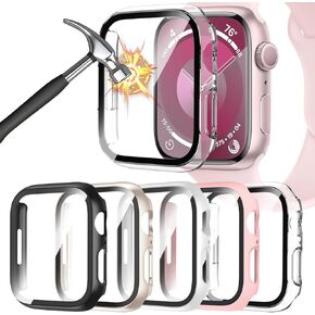 [5 Pack] for Apple Watch SE 2023/Series 6 5 4 Screen Protector Case 44mm, Ultra-Thin Full Coverage Hard PC Protective Cover Built in HD Tempered Glass Screen Protector for iWatch 44mm