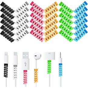 36 PCS Cable Protectors - Spiral USB Wire Savers for iPhone, iPad, MacBook, Laptop, and Earphones - Cute and Durable Cord Wrap Accessories