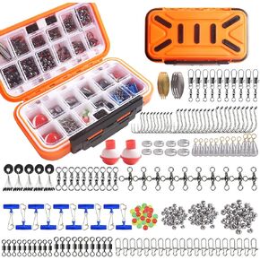 JOYGO FISHAN 254PC Fishing Accessories Kit Fishing Tackle Box with Tackle Fishing Hook Fishing Weights Sinkers Fishing Spinner Blade Swivels Float for Bass Trout Salmon Perch Fishing
