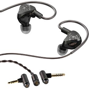 HiBy YVAIN Hi-Fi in-Ear Monitors, 4-Driver Precision Acoustic System, Tri-Way Crossover, Litz Single-Crystal Copper Cable, Ergonomic Comfort Fit – Ideal for Audiophiles & Musicians
