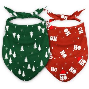 Christmas Dog Bandanas, Ho Hoho Christmas Tree Dog Scarf for Medium Large Dogs