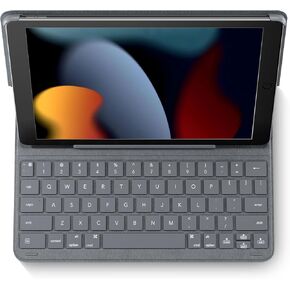 Smart Folio Keyboard Case for Apple iPad 9th 8th 7th Generation 10.2-inch: Wireless Slim & Light, All-Round Protection Cover, Flexible Adjustable Angle, Gray