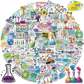 100PCS Science Stickers Chemistry Stickers Pack Physics Microbiology Stickers for Students Science Party Favors for Kids Classroom Rewards