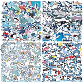 200Pcs Shark Stickers for Kids Adults, Waterproof Shark Stickers for Water Bottle Laptop Scrapbook Luggage, Sticker Gift for Boys Girls
