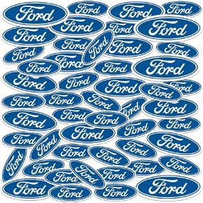 Ford Oval Emblem 50ct Vinyl Large Deluxe Stickers Variety Pack - Laptop, Water Bottle, Scrapbooking, Tablet, Skateboard, Indoor/Outdoor