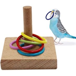 CoCoo Interactive Bird Training Board for Cage, Wooden Block Puzzle, Small Bird Intelligence Tabletop, Portable Wood Stand Set, Mental Stimulation Perch Shelf, Bird Cage Supplies & Accessories