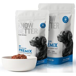 Know Better for Dogs - Beef Recipe, RAW or Cooked Premix/Supplement for Making Homemade Dog Food, All Natural, Holistic Veterinarian Approved, Grain Free, No Artificial Additives