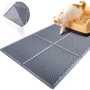 Silicone Cat Litter Mat Double, 30"×24", Litter Trapping Mat, Grey, Cat Mats for Litter Large, Litter Box Mat, Easy to Clean