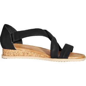 AVENUE Women's Cloudwalkers Wide FIT Wedge PAM Strappy Sandal, Black, 13