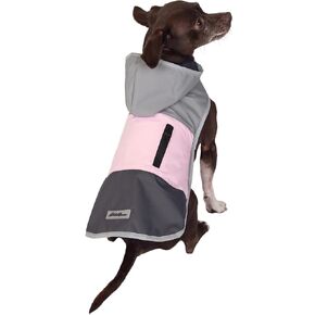 Eddie Bauer E24232L Ravenna Colorblocked Dog Windbreaker Jacket in Large, Grey and Pink