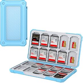 SD Card Holder Memory Card Case for SD SDHC SDXC TF Card, SD Cards Storage Organizer for 20 SD Cards and 20 Micro SD Cards. (Red)