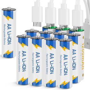 AA Lithium Batteries for Blink Outdoor Camera 1.5v, Rechargeable AA Batteries 8 Pack USB Recharge Power Plus Double AA Battery