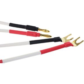 [4-Pack] HiFi Speaker Cable Jumpers Wire/Assembled (Spade Plug to Banana Plugs) White/ジャンパーケーブル Yラグ⇔バナナプラグ/하이파이 점퍼케이블/音箱跳线 喇叭跳线 Wva-bw02