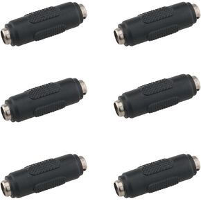 6PCS Black 12V 5.5mm x 2.1mm DC Power Connector Adapter Female to Female Power Jack Socket for Led Strip CCTV Security Camera Cable Wire Ends Plug Barrel