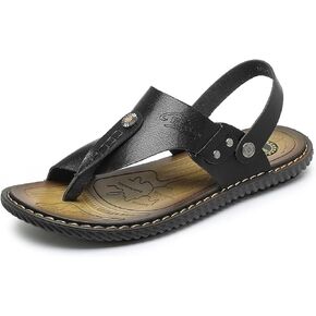 LUODENGLANG Mens Sandals Indoor and Outdoor Beach Flip Flop Casual Thong Leather Slip On Two uses Athletic Slipper Soft