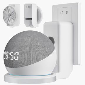 COOYA Wall Mount Holder for Echo Dot 4th 5th Generation, Outlet Hanger Stand Speaker Mount for Echo Dot 5th 4th Gen,Space-Saving Dot Accessories with Built-in Cable Management, Hide Messy Wires, White