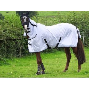 Turner Cool White Fly Rug for Horse/Pony/Shetland - Lightweight Full Neck Combo - 78"