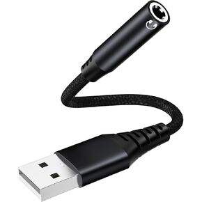 Mizi (2Pack) USB to 3.5mm Audio Jack Adapter, External Sound Card Converter Compatible with Headset, PC, Laptop, Mac, Desktops, Linux, PS4 and More Devices - Black