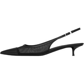 YIYA Women's Leopard Slingback Pumps Sandals Closed Pointy Toe Kitten Low Heels Backless Slip On Evening Party Shoes