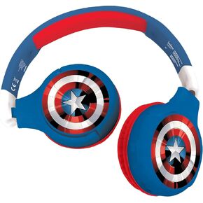 LEXIBOOK Avengers Marvel 2-in-1 Bluetooth Headphones for Kids - Stereo Wireless Wired, Kids Safe, Foldable, Adjustable, red/Blue, HPBT010AV