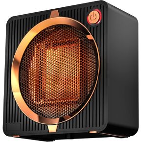 Electric Space Heater, Energy Efficient Portable Space Heaters for Indoor Use, PTC Ceramic Small Desk Heater, Overheating & Tip-Over Protection Mini Personal Heater for Offices Desk Camping Black