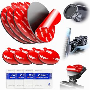 3M VHB Round Double-Sided Adhesive Pads – 4pcs Each of 3.15" and 0.91" Sticky Mounting Tape for Phone Holder, Car Magnetic Mount on Dashboard and Windshield, with 4 Adhesion Promoter
