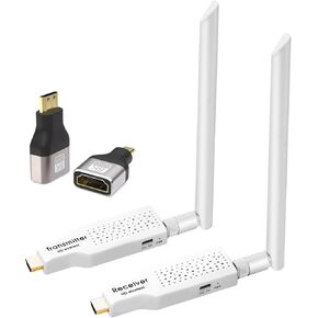 Wireless HDMI Transmitter and Receiver, 4K Decode 1080P Output, 164FT Wireless HDMI Sender Extender, 2.4G/5G/5.8GHz Plug & Play Kit for Laptop/PC/Projector/TV Box for Streaming Video/Audio
