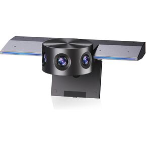 Panoramic 180° Video Camera, Immersive Video Conference Experience, both Overall and Speakers’ Close-up view, 1080P Webcam for Huddle Room and Homebased Office, Plug and Play with Micro SD Card Slot