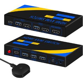 kvm Switch hdmi 8K@60HZ, 4* USB3.0(USB-A*3&USB-C) kvm Switch 1 Monitors 2 Computers,HDMI USB kvm Switches 2 Computers 1 Monitor,USB Switch 2 Computers Mouse Keyboard Switch,with Desktop Controller