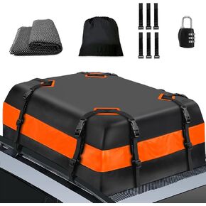 Rooftop Cargo Carrier,Upgrade Waterproof Roof Rack Cargo Bag 21 Cubic Soft-Shell Rooftop Cargo Bag Suitable For All Cars With/Without Luggage Racks With Anti-Slip Mat Door Hooks And Luggage Lock