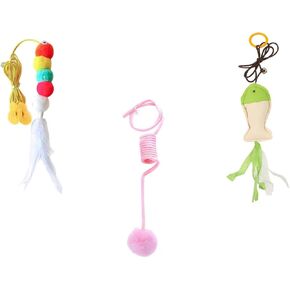 3 PCS Cat Toy Door Hanging Teaser Cat Swing Toy Interactive Toy Hanging Door Retractable Cat Wand Toy Interactive Hanging Cat Toy Cat Mental Exercise Toy Cat Feather Toy for Play Chase