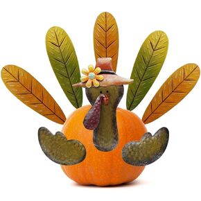 FORUP Pumpkin Turkey Making Kit, Metal Thanksgiving DIY Pumpkin, Poke into Pumpkin, Thanksgiving Pumpkin Decoration for Autumn Fall Thanksgiving Harvest Home Decor