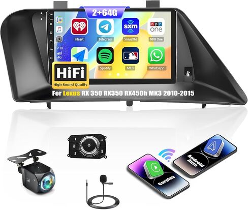 [2+64G] ستيريو سيارة AMprime Android 13 لسيارة Lexus RX 350 RX350 RX450h MK3 2010-2015 مع Carplay اللاسلكي وAndroid Auto، راديو سيارة بشاشة لمس 9 بوصة مع بلوتوث FM/RDS HiFi EQ WiFi GPS+كاميرا احتياطية in Saudi Arabia