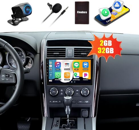 ستيريو سيارة 2G+32G لسيارة Mazda CX9 2007-2015 Android 13 راديو مع Carplay لاسلكي Android Auto 10.1 بوصة شاشة تعمل باللمس راديو سيارة بلوتوث مع نظام ملاحة GPS WiFi FM RDS وحدة رئيسية مع كاميرا احتياطية in Saudi Arabia