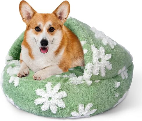 Calming Dog Beds & Cat Cave Bed with Hooded Cover, Removable Washable Cute Round Beds Cozy Nook Donut Dog Bed for Small Medium Pets Anti-Slip Improved Sleep(Blue Sky,20" x 20") in Saudi Arabia