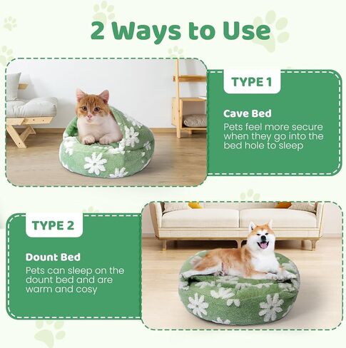 Calming Dog Beds & Cat Cave Bed with Hooded Cover, Removable Washable Cute Round Beds Cozy Nook Donut Dog Bed for Small Medium Pets Anti-Slip Improved Sleep(Blue Sky,20" x 20") in Saudi Arabia