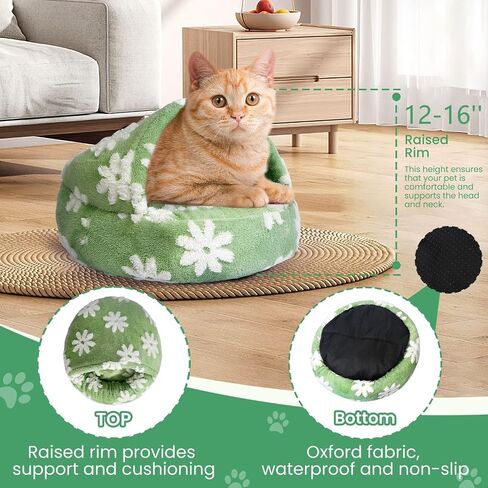 Calming Dog Beds & Cat Cave Bed with Hooded Cover, Removable Washable Cute Round Beds Cozy Nook Donut Dog Bed for Small Medium Pets Anti-Slip Improved Sleep(Blue Sky,20" x 20") in Saudi Arabia
