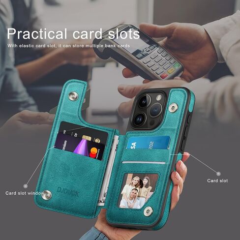 DJDUCK Designed for iPhone 14 Pro Case Wallet with Card Holder, [Magnetic Clasp Cover] [RFID Blocking Leather Protection] Shockproof Women Men Cases 6.1 Inch for Apple 14 Pro Light Brown in Saudi Arabia